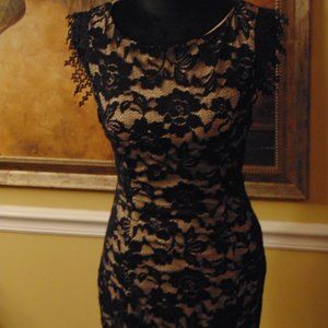 Black Tie/Formal - Black & Nude Lace Party Dress